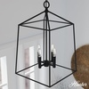 image:imageHunter  Fair Oaks 4Light Matte Black Medium Size Pendant Light Dimmable Formal Style Lantern Shaped for Bedrooms Kitchens Dining Living Rooms  13095Flat Matte Black