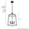 image:imageHunter  Fair Oaks 4Light Matte Black Medium Size Pendant Light Dimmable Formal Style Lantern Shaped for Bedrooms Kitchens Dining Living Rooms  13095Flat Matte Black