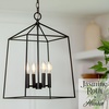 image:imageHunter  Fair Oaks 4Light Matte Black Medium Size Pendant Light Dimmable Formal Style Lantern Shaped for Bedrooms Kitchens Dining Living Rooms  13095Flat Matte Black