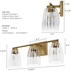 image:imageHunter  Rossmoor 3Light Luxe Gold Medium Size Vanity Light Dimmable Formal Style Bell Shaped for Bedrooms Kitchens Foyers Bathrooms  13204Luxe Gold