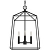 image:imageHunter  Fair Oaks 4Light Matte Black Medium Size Pendant Light Dimmable Formal Style Lantern Shaped for Bedrooms Kitchens Dining Living Rooms  13095Flat Matte Black