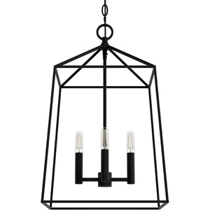image:imageHunter  Fair Oaks 4Light Matte Black Medium Size Pendant Light Dimmable Formal Style Lantern Shaped for Bedrooms Kitchens Dining Living Rooms  13095Flat Matte Black