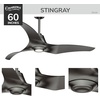 image:imageCasablanca 60 inch Outdoor or Indoor Ceiling Fan with LED Light and Remote Control  Modern Ceiling Fan Standard Mount 3 Blades For Patio Garage or Porch Quiet  Stingray 59144 GraniteGranite
