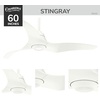 image:imageCasablanca 60 inch Outdoor or Indoor Ceiling Fan with LED Light and Remote Control  Modern Ceiling Fan Standard Mount 3 Blades For Patio Garage or Porch Quiet  Stingray 59144 GranitePorcelain White finish