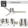 image:imageCasablanca Commodus Indoor Ceiling Fan 3 Blades 54 inch Fresh White  with LED Light Low Profile Flush Mount Wall Control For Bedroom Living Room Kitchen 59571Brushed Nickel