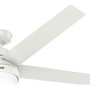 image:imageHunter  Aerodyne Indoor Ceiling Fan With Light Remote 60inch Fresh White Casualstyle 6speed DC Motor Energy Star WiFi Smarthome 52832 for living rooms bedrooms home offices kitchensFresh White