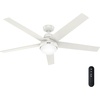 image:imageHunter  Aerodyne Indoor Ceiling Fan With Light Remote 60inch Fresh White Casualstyle 6speed DC Motor Energy Star WiFi Smarthome 52832 for living rooms bedrooms home offices kitchensFresh White