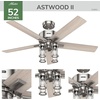 image:imageHunter  Astwood II Indoor Ceiling Fan With Light Remote 52inch Casualstyle 4speed WhisperWind Motor Ceiling Fans for living rooms bedrooms home offices kitchens Matte BlackBrushed Nickel