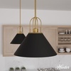 image:imageHunter  Carrington Isle 1Light Matte Black Medium Size Pendant Light Dimmable Casual Style Cone Shaped for Bedrooms Kitchens Dining Living Rooms  13165Flat Matte Black