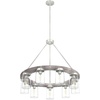 image:imageHunter  Devon Park 9light Brushed Nickel Large Chandelier Dimmable Rustic Style Wagon Wheel Shaped for Bedrooms Kitchens Dining Living Rooms  19246