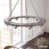 image:imageHunter  Devon Park 9light Brushed Nickel Large Chandelier Dimmable Rustic Style Wagon Wheel Shaped for Bedrooms Kitchens Dining Living Rooms  19246