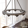 image:imageHunter  Devon Park 9light Onyx Bengal Large Chandelier Dimmable Rustic Style Wagon Wheel Shaped for Bedrooms Kitchens Dining Living Rooms  19245