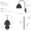 image:imageHunter  Erling 1Light Medium Size Sconce Builtin Dimmer Modern Style Dome Shaped Bulbs Included Adjustable Head for Bedrooms Kitchens Dining Living Rooms Luxe GoldMatte Black