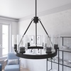 image:imageHunter  Hartland 6light Brushed Nickel Large Chandelier Dimmable Casual Style Wagon Wheel Shaped for Bedrooms Kitchens Dining Living Rooms  19161Noble Bronze