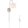 image:imageHunter  Horizon 1Light Medium Size Sconce Builtin Dimmer Modern Style Fabric Shade Bulb Included Adjustable Head for Bedrooms Kitchens Dining Living Rooms Brushed NickelBrushed Nickel