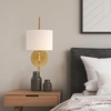 image:imageHunter  Horizon 1Light Medium Size Sconce Builtin Dimmer Modern Style Fabric Shade Bulb Included Adjustable Head for Bedrooms Kitchens Dining Living Rooms Brushed NickelAlturas Gold