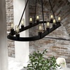 image:imageHunter  Saddlewood 10light Natural Black Iron Extra Large Chandelier Dimmable Casual Style Linear Shaped for Bedrooms Kitchens Dining Living Rooms  19027