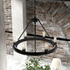image:imageHunter  Saddlewood 6Light Natural Black Iron Large Chandelier Dimmable Casual Style Wagon Wheel Shaped for Bedrooms Kitchens Dining Living Rooms  19033