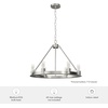 image:imageHunter  Saddlewood 6light Brushed Nickel Large Chandelier Dimmable Casual Style Wagon Wheel Shaped for Bedrooms Kitchens Dining Living Rooms  19034