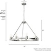 image:imageHunter  Saddlewood 9light Brushed Nickel Large Chandelier Dimmable Casual Style Wagon Wheel Shaped for Bedrooms Kitchens Dining Living Rooms  19031