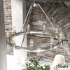 image:imageHunter  Saddlewood 9light Brushed Nickel Large Chandelier Dimmable Casual Style Wagon Wheel Shaped for Bedrooms Kitchens Dining Living Rooms  19031