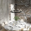 image:imageHunter  Saddlewood 9light Natural Black Iron Large Chandelier Dimmable Casual Style Wagon Wheel Shaped for Bedrooms Kitchens Dining Living Rooms  19030