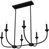 image:imageHunter  Southcrest 6Light Matte Black Large Chandelier Dimmable Linear Shaped for Bedrooms Kitchens Dining Living Rooms  19644Flat Matte Black