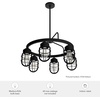 image:imageHunter  Starklake 6light Natural Black Iron Large Chandelier Dimmable Wagon Wheel Shaped for Bedrooms Kitchens Dining Living Rooms  19666