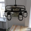 image:imageHunter  Starklake 6light Natural Black Iron Large Chandelier Dimmable Wagon Wheel Shaped for Bedrooms Kitchens Dining Living Rooms  19666