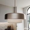 image:imageHunter  Station 2Light Brushed Nickel Medium Size Pendant Light Dimmable Modern Style Drum Shaped for Bedrooms Kitchens Dining Living Rooms  19272