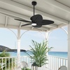 image:imageHunter  Tropic View IndoorOutdoor Ceiling Fan With Light Wall Control 52inch Coastalstyle 6speed DC Motor for porches patios sunrooms bathrooms Matte BlackMatte Black