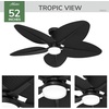 image:imageHunter  Tropic View IndoorOutdoor Ceiling Fan With Light Wall Control 52inch Coastalstyle 6speed DC Motor for porches patios sunrooms bathrooms Matte BlackMatte Black