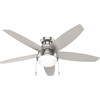 image:imageHunter 44 inch Indoor Ceiling Fan with LED Light  Ceiling Fan with Pull Chain For Bedroom Living Room or Kitchen Low Profile Mount No Remote 5 Blades  Lilliana 51223 Brushed Nickel  with LED Light Low Profile Mount 5 Blades For Bedroom Living Room Kitchen 51223Brushed Nickel