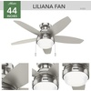 image:imageHunter 44 inch Indoor Ceiling Fan with LED Light  Ceiling Fan with Pull Chain For Bedroom Living Room or Kitchen Low Profile Mount No Remote 5 Blades  Lilliana 51223 Brushed Nickel  with LED Light Low Profile Mount 5 Blades For Bedroom Living Room Kitchen 51223Brushed Nickel