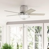 image:imageHunter 44 inch Indoor Ceiling Fan with LED Light  Low Profile Flush Mount White Ceiling Fan with Pull Chain For Bedroom Living Room or Kitchen No Remote 5 Blades  Fitzgerald 51588 Matte White  with LED Light Low Profile Flush Mount 5 Blades For Bedroom Living Room Kitchen 51588Brushed Nickel