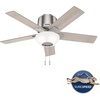 image:imageHunter 44 inch Indoor Ceiling Fan with LED Light  Low Profile Flush Mount White Ceiling Fan with Pull Chain For Bedroom Living Room or Kitchen No Remote 5 Blades  Fitzgerald 51588 Matte White  with LED Light Low Profile Flush Mount 5 Blades For Bedroom Living Room Kitchen 51588Brushed Nickel