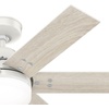 image:imageHunter 44 inch Indoor Ceiling Fan with LED Light and Remote Control  Standard Mount Ceiling Fan 6 Blades For Bedroom Living Room or Kitchen Quiet  Pacer 51207 Blush Pink  with LED Light and Remote Control Quiet 6 Blades For Bedroom Living Room Kitchen 51207Fresh White