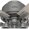 image:imageHunter 44 inch Indoor Ceiling Fan with LED Lights  Ceiling Fan with Pull Chain For Bedroom Living Room or Kitchen Low Profile Flush Mount No Remote 5 Blades  Hartland 50653 Matte SilverMatte Silver