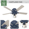 image:imageHunter 44 inch Indoor Ceiling Fan with LED Lights  Ceiling Fan with Pull Chain For Bedroom Living Room or Kitchen Low Profile Flush Mount No Remote 5 Blades  Hartland 50653 Matte SilverIndigo Blue