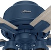 image:imageHunter 44 inch Indoor Ceiling Fan with LED Lights  Ceiling Fan with Pull Chain For Bedroom Living Room or Kitchen Low Profile Flush Mount No Remote 5 Blades  Hartland 50653 Matte SilverIndigo Blue