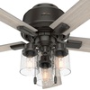 image:imageHunter 44 inch Indoor Ceiling Fan with LED Lights  Ceiling Fan with Pull Chain For Bedroom Living Room or Kitchen Low Profile Flush Mount No Remote 5 Blades  Hartland 50653 Matte SilverNoble Bronze