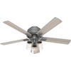 image:imageHunter 44 inch Indoor Ceiling Fan with LED Lights  Ceiling Fan with Pull Chain For Bedroom Living Room or Kitchen Low Profile Flush Mount No Remote 5 Blades  Hartland 50653 Matte SilverMatte Silver