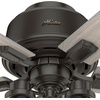 image:imageHunter 44 inch Indoor Ceiling Fan with LED Lights  Ceiling Fan with Pull Chain For Bedroom Living Room or Kitchen Low Profile Flush Mount No Remote 5 Blades  Hartland 50653 Matte SilverNoble Bronze