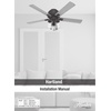 image:imageHunter 44 inch Indoor Ceiling Fan with LED Lights  Ceiling Fan with Pull Chain For Bedroom Living Room or Kitchen Low Profile Flush Mount No Remote 5 Blades  Hartland 50653 Matte SilverNoble Bronze