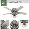 image:imageHunter 44 inch Indoor Ceiling Fan with LED Lights  Ceiling Fan with Pull Chain For Bedroom Living Room or Kitchen Low Profile Flush Mount No Remote 5 Blades  Hartland 50653 Matte SilverMatte Silver