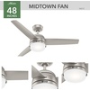 image:imageHunter 48 inch Indoor Ceiling Fan with LED Light and Remote Control  White Ceiling Fan Standard Mount 3 Blades For Bedroom Living Room or Kitchen Quiet  Midtown 54211 Fresh White  with LED Light and Remote Control Quiet 3 Blades For Bedroom Living Room Kitchen 54211Matte Nickel