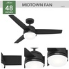 image:imageHunter 48 inch Indoor Ceiling Fan with LED Light and Remote Control  White Ceiling Fan Standard Mount 3 Blades For Bedroom Living Room or Kitchen Quiet  Midtown 54211 Fresh White  with LED Light and Remote Control Quiet 3 Blades For Bedroom Living Room Kitchen 54211Matte Black
