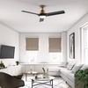 image:imageHunter 52 Aeronaut Outdoor Smart Ceiling Fan LED Light Remote White  ENERGY STAR fan is 64 more efficient with Apple Google Alexa support LED light and remote for bedrooms or patiosLuxe Gold