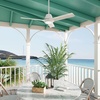 image:imageHunter 52 Aeronaut Outdoor Smart Ceiling Fan LED Light Remote White  ENERGY STAR fan is 64 more efficient with Apple Google Alexa support LED light and remote for bedrooms or patiosWhiteOak