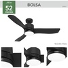 image:imageHunter 52 Bolsa Indoor Ceiling Fan with LED Light Remote Matte Black  SureSpeed high velocity airflow 6speed DC motor and 3 downrod support living rooms bedrooms offices or great roomsMatte Black